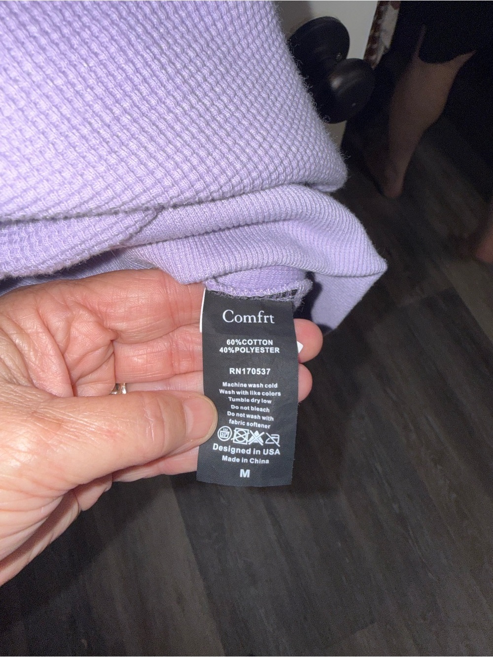 Comfrt Lavender Waffle Lounge long sleeve Crewneck size medium. - Picture 6 of 7